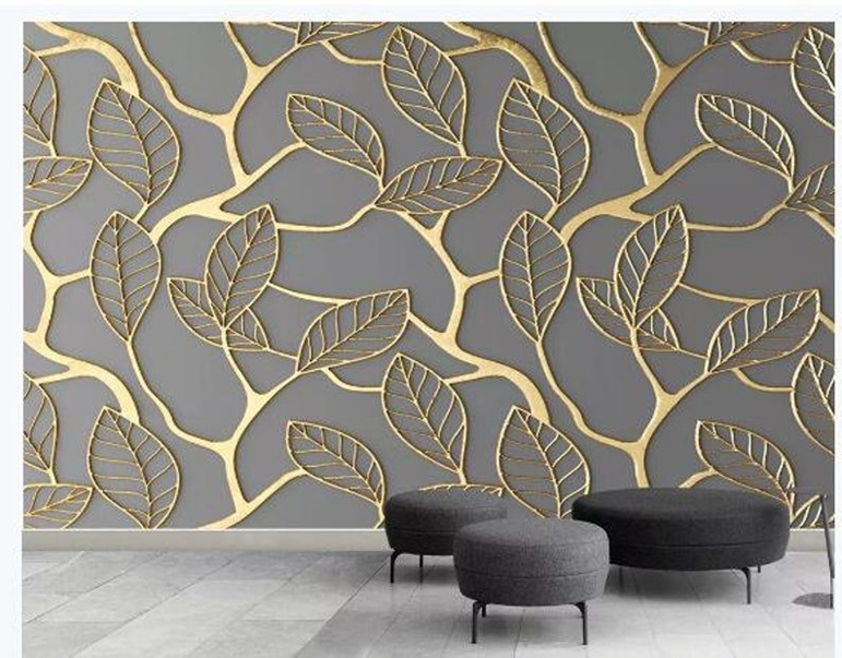 3D Metallic Wallpaper - Metallic Leaves 